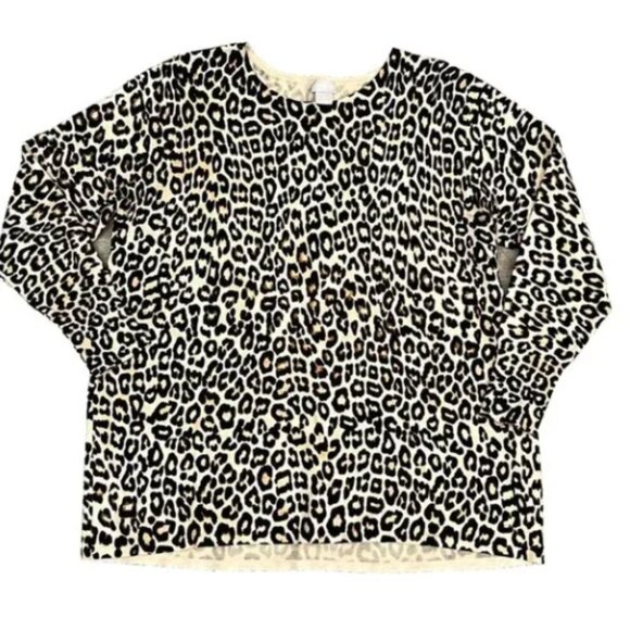 Chico’s Women's Cheetah Animal Print Crewneck Pullover Sweater Size Large - Picture 1 of 8